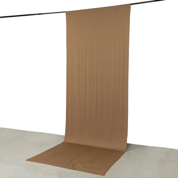 Taupe 4-Way Stretch Spandex Backdrop Curtain with Rod Pockets, Wrinkle Resistant Drapery Panel - 5ftx14ft