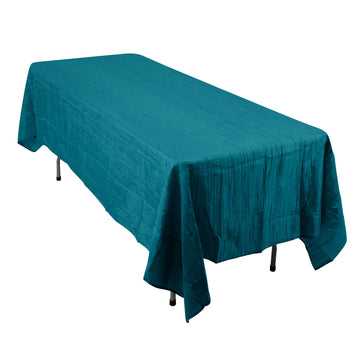 60"x102" Teal Accordion Crinkle Taffeta Seamless Rectangle Tablecloth