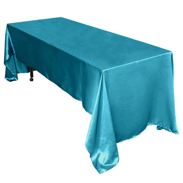 60"x126" Teal Seamless Satin Rectangular Tablecloth
