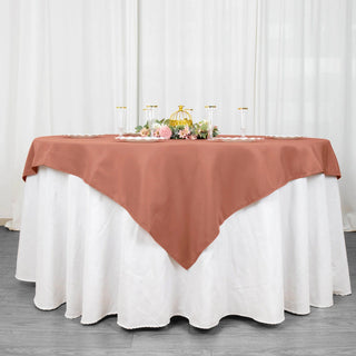 Terracotta (Rust) Premium Seamless Polyester Square Table Overlay - Add Elegance to Your Event Décor