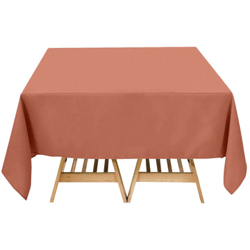 70" Terracotta (Rust) Premium Seamless Polyester Square Tablecloth - 220GSM