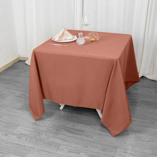 Elevate Your Event with the Terracotta (Rust) Premium Seamless Polyester Square Tablecloth
