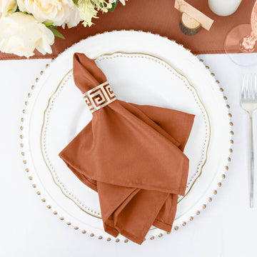 5 Pack | Terracotta Seamless Cloth Dinner Napkins, Wrinkle Resistant Linen | 17"x17"
