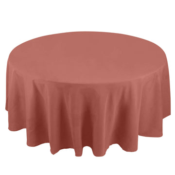 108" Terracotta (Rust) Seamless Premium Polyester Round Tablecloth - 220GSM