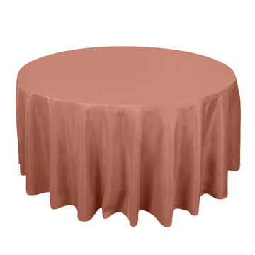 120" Terracotta (Rust) Seamless Premium Polyester Round Tablecloth - 220GSM for 5 Foot Table With Floor-Length Drop