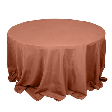 132" Terracotta (Rust) Seamless Premium Polyester Round Tablecloth - 220GSM