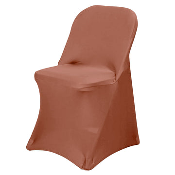 Terracotta (Rust) Spandex Stretch Fitted Folding Slip On Chair Cover - 160 GSM