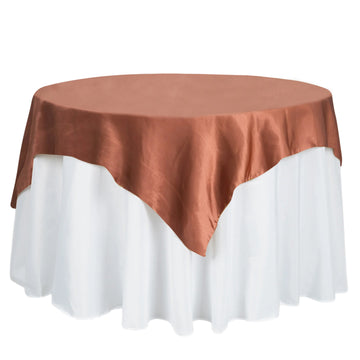 60"x60" Terracotta (Rust) Square Smooth Satin Table Overlay