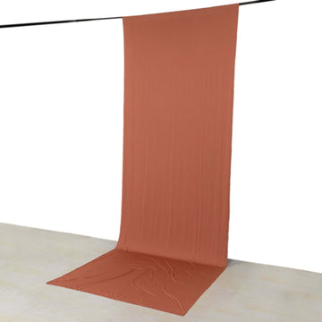 Terracotta (Rust) 4-Way Stretch Spandex Event Curtain Drapes, Wrinkle Free Backdrop Event Panel with Rod Pockets - 5ftx14ft