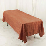 Terracotta (Rust) Accordion Crinkle Taffeta Seamless Rectangle Tablecloth - 60x102inch