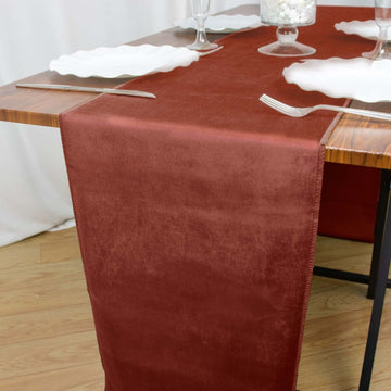 12"x108" Terracotta (Rust) Premium Velvet Sheen Finish Table Runner