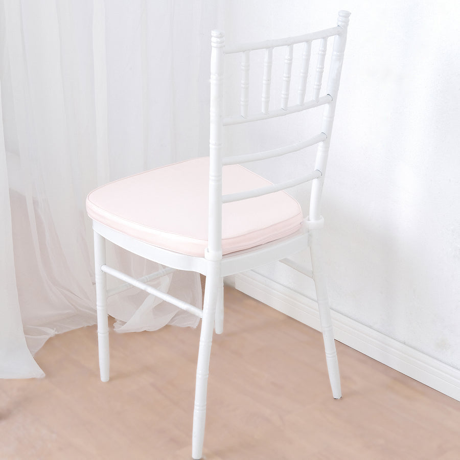 2inch Thick Blush / Rose Gold Chiavari Chair Pad, Memory Foam Seat Cushion Ties Removable Cover