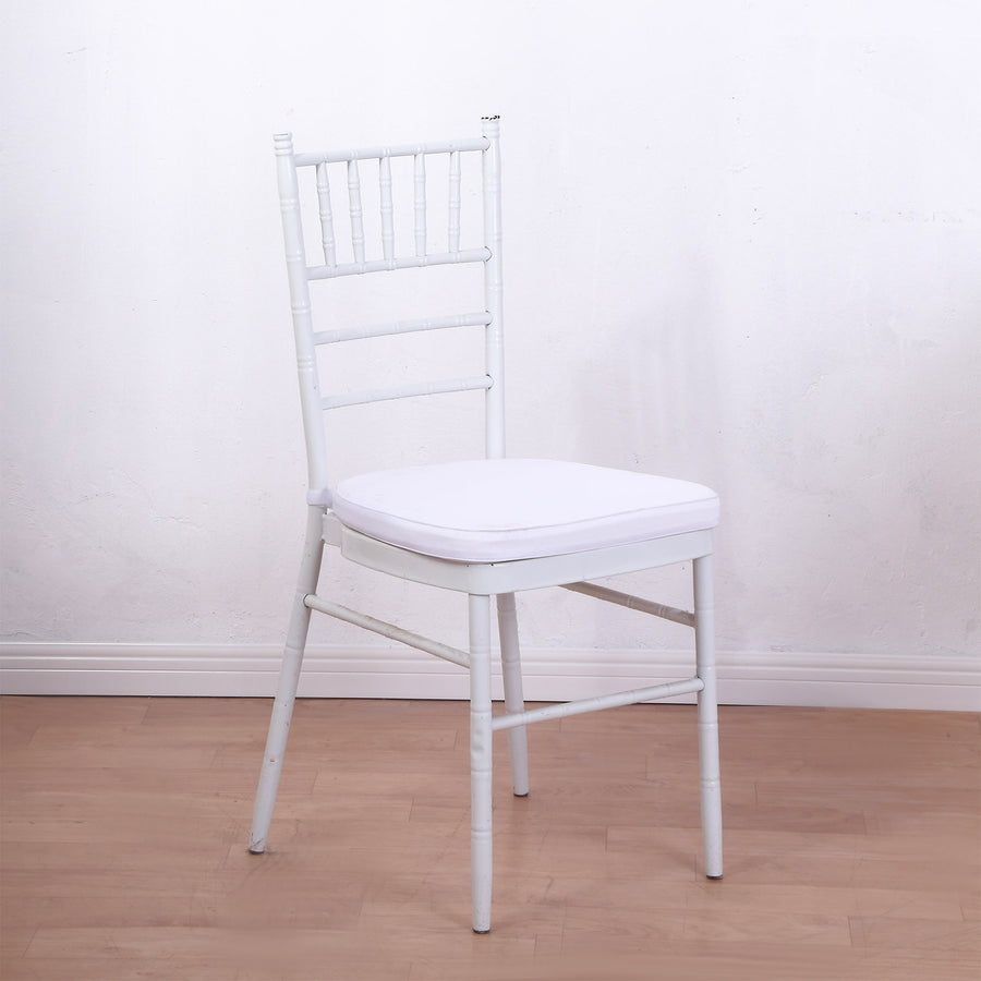 2inch Thick White Chiavari Chair Pad, Memory Foam Seat Cushion With Ties and Removable Cover