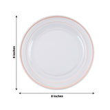 10 Pack | 8inch Très Chic Rose Gold Rim Clear Disposable Salad Plates, Plastic Appetizer Plates