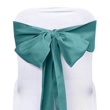 5 Pack 6"x108" Turquoise Polyester Chair Sashes