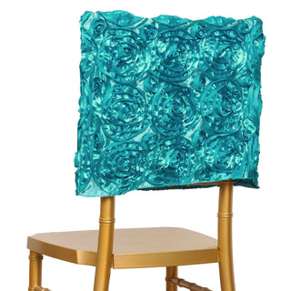 Turquoise Satin Rosette Chiavari Chair Caps
