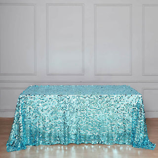 Turquoise 90x132 Sequin Tablecloth: Add Glamour to Your Event Decor
