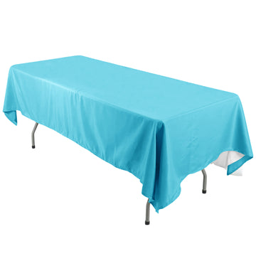 60"x126" Turquoise Seamless Polyester Rectangular Tablecloth