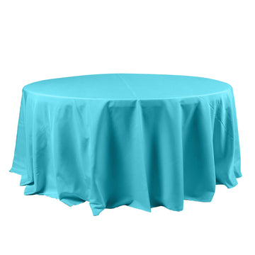 120" Turquoise Seamless Polyester Round Tablecloth