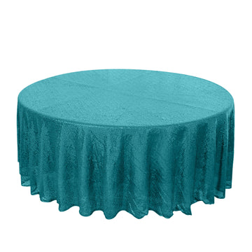 108" Turquoise Seamless Premium Sequin Round Tablecloth