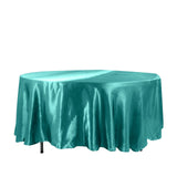 108inches Turquoise Satin Round Tablecloth