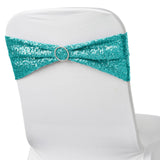 5 pack | 6x15 Turquoise Sequin Spandex Chair Sash