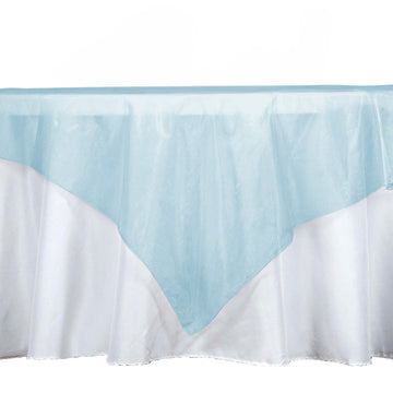 60"x60" Turquoise Sheer Organza Square Table Overlay