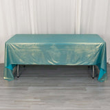 60x126inch Turquoise Shimmer Sequin Dots Polyester Tablecloth, Wrinkle Free Sparkle Glitter