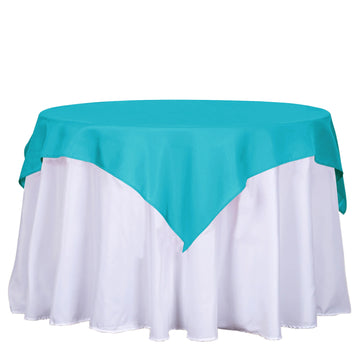 54"x54" Turquoise Square Seamless Polyester Table Overlay