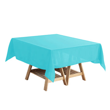 Turquoise Polyester Square Tablecloth, 54"x54" Table Overlay