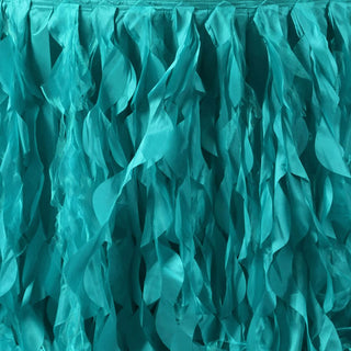 Turquoise Curly Willow Taffeta Table Skirt - The Perfect Addition to Your Event Decor