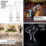Premium clear glass trumpet vases for elegant floral styling and event decor.