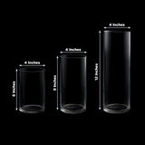 Premium Glass Cylinder Vase Set of 3 – Clear Vases for Flowers, Candles & Table Centerpieces – 6", 8", 12"