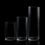 Premium Glass Cylinder Vase Set of 3 – Clear Vases for Flowers, Candles & Table Centerpieces#whtbkgd