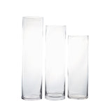 Premium Glass Cylinder Vase Set of 3 – Clear Vases for Flowers, Candles & Table Centerpieces#whtbkgd_99