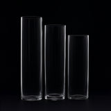 Premium Glass Cylinder Vase Set of 3 – Clear Vases for Flowers, Candles & Table Centerpieces#whtbkgd