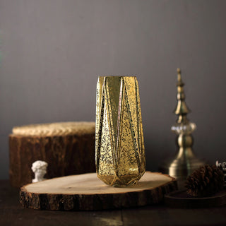 Elegant Gold Geometric Mercury Glass Vase