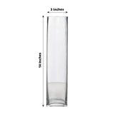 12 Pack | 14inch Heavy Duty Square Glass Cylinder Vases, Clear Glass Flower Vase