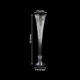 32-inch clear glass trumpet vase with 8-inch top and 7.75-inch base dimensions