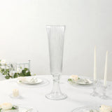 Elegant tall glass vase with ribbed design for floral arrangements