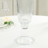 2 Pack 26inch Clear Ribbed Glass Trumpet Vases, Decorative Flower Vases for Weddings