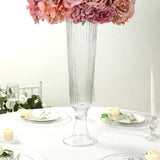 2 Pack 26inch Clear Ribbed Glass Trumpet Vases, Decorative Flower Vases for Weddings