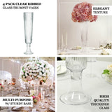 2 Pack 26inch Clear Ribbed Glass Trumpet Vases, Decorative Flower Vases for Weddings