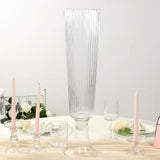 2 Pack 26inch Clear Ribbed Glass Trumpet Vases, Decorative Flower Vases for Weddings