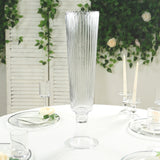 2 Pack 26inch Clear Ribbed Glass Trumpet Vases, Decorative Flower Vases for Weddings