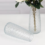 6 Pack Clear Glass Urn Vases with Diamond Crystal Cut Pattern