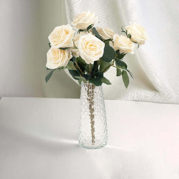 6 Pack Clear Diamond Crystal Cut Urn Glass Vases, 8.5" Decorative Flower Vase Table Centerpieces