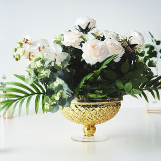 Create an Impact with the Gold Mercury Glass Compote Vase