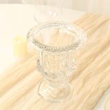 2 Pack Clear Glass Pedestal Flower Vases in Classic Roman Urn Style, 6inch Mini Floral Vase Table