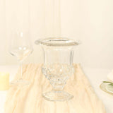 2 Pack Clear Glass Pedestal Flower Vases in Classic Roman Urn Style, 6inch Mini Floral Vase Table